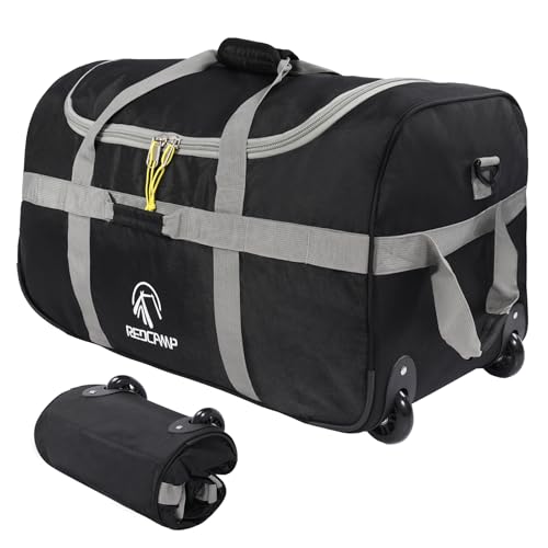 REDCAMP 85L/120L/140L Foldable Duffle Bag with Wheels, Large Travel Duffel Bag - color: 85L Grey (Small)