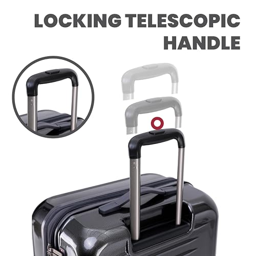 Spyder Rails Expandable Hardside Upright Suitcase with 360° Spinner Wheels, TSA Approved Lock (Black, Medium Checked) - color: Black, size: Medium Checked
