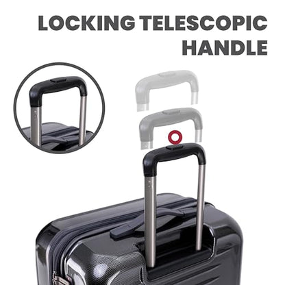 Spyder Rails Expandable Hardside Upright Suitcase with 360° Spinner Wheels, TSA Approved Lock (Black, Medium Checked) - color: Black, size: Medium Checked