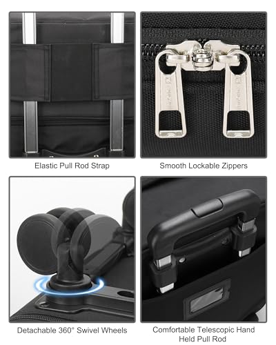 Relavel Rolling Makeup Case Professional Makeup Train Case, Rolling Makeup Kit Bag Makeup Artist Travel Bag with Wheels, Portable Travel Beauty Trolley Case for Cosmetology Storage(Black) - color: Black with 8 Mini Bags