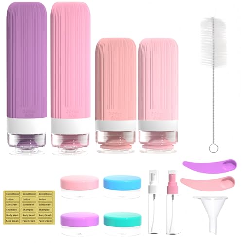 Vitog 16 Pack Travel Bottles for Toiletries, TSA Approved, Leak Proof Kit - color: Pink & Purple