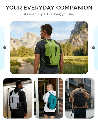 ECOHUB 15L Ultra-Lightweight Packable Backpack, Casual Daypack for Daily Use, Small Hiking & Travel, Foldable Backpack, Water-Resistant Nylon, Reflective Design - color: Pacific Teal