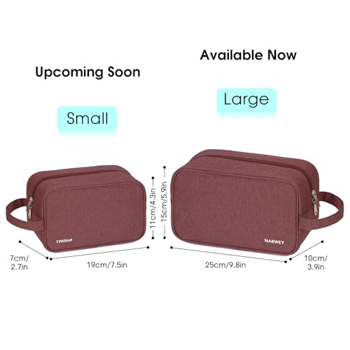 Narwey Travel Toiletry Bag for Women, Dopp Kit Men, Bathroom, Medicine Bag - color: A-Jujube Red