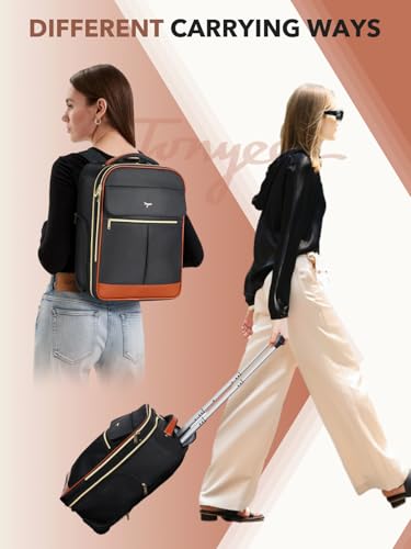 Rolling Backpack for Women, Large Travel Backpack with Wheels - color: Black, size: M (Underseat)