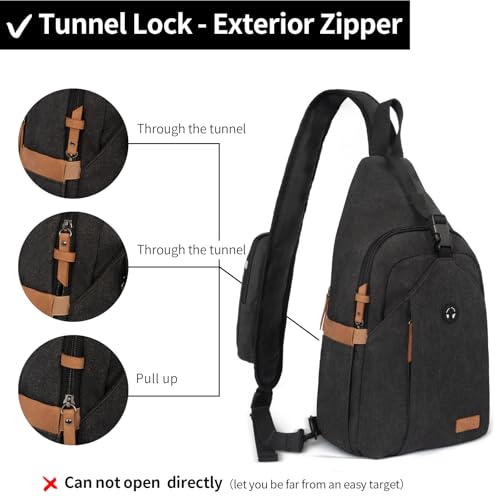 OSOCE Sling Bag for Men, Crossbody Bag Anti-Theft, Headphone Pocket - color: Black, size: Small