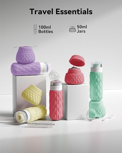 Travel Bottles for Toiletries Silicone Travel Size Containers 3.4oz 1.7oz - color: Sweet Ripple