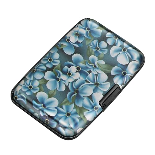 ELFISH RFID Aluminum Wallet Credit Card Protector Case Holder for Men Women - color: Cute Flowers