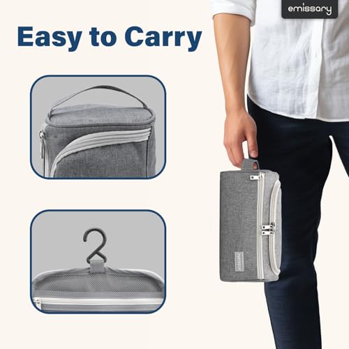 Pantheon Hanging Travel Toiletry Bag for Men, Dopp Kit - Gray - color: Grey