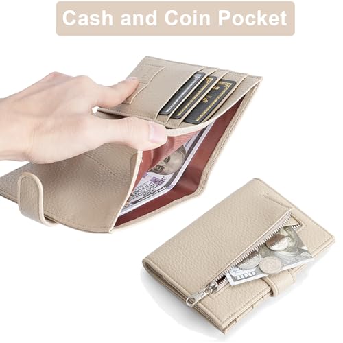 RFID Passport Holder Women Men PU Leather Travel Slim Wallet with Card Holders SIM Slots Zippered Coins Pocket (Black) - color: Black