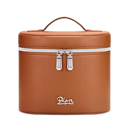 BOYATU Makeup Bag Vanity Case: Vegan Leather Cosmetic Bag for Women - color: 01 Brown