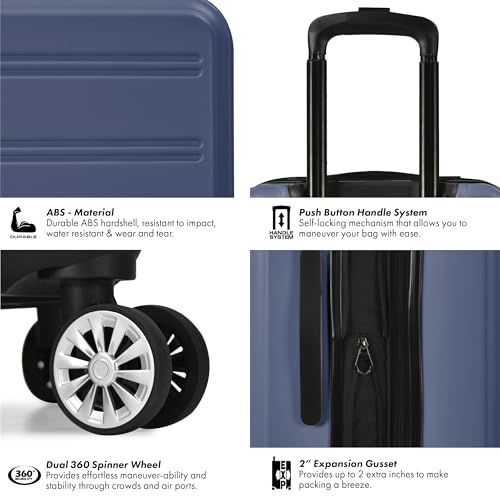 Travel Select Snowcreek Hardside Expandable Spinner Luggage, Navy, 30-Inch Checked Only - color: Navy, size: 1 Piece | 30-Inch Large