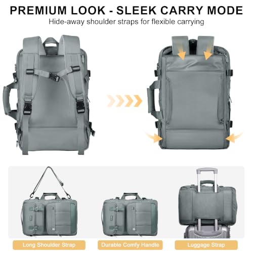 PIJUSHI Travel Backpack Convertible Carry On Duffel Shoulder Bag for Daily - color: Updated Grey Blue