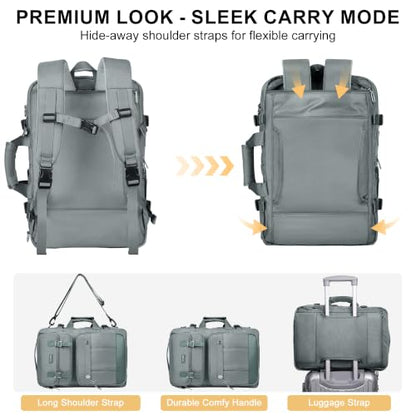 PIJUSHI Travel Backpack Convertible Carry On Duffel Shoulder Bag for Daily - color: Updated Grey Blue