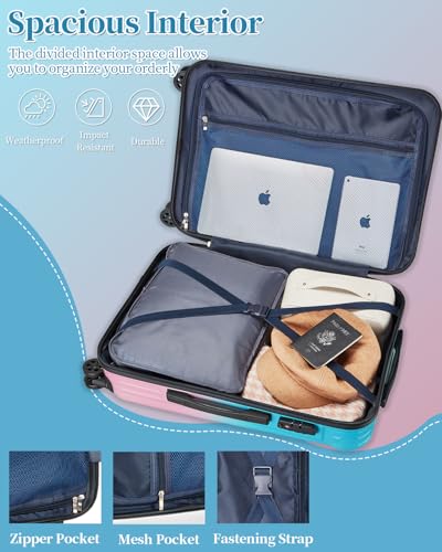 Luggage 2 Piece Set, Lightweight Hardside Suitcases, 20/24Inch - color: Sweet, size: 2-piece(20"/24")