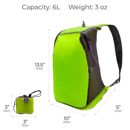 Lewis N. Clark Women's Packable Daypack, Hiking Camping Backpack, Ditty Bag, Charcoal/Neon Lemon, One Size - color: Charcoal/Neon Lemon