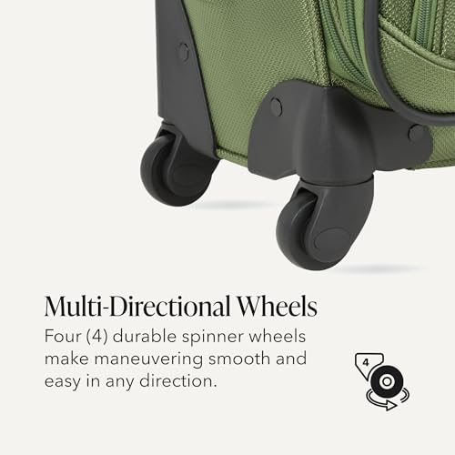 SwissGear Sion Softside Expandable Spinner Luggage Durable Lightweight Travel Suitcase, Evergreen, Checked-Medium - color: Evergreen, size: Checked-Medium