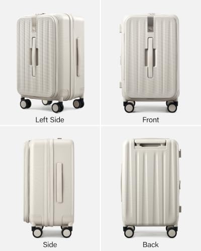 Hanke 20 Inch Top Opening Expandable PC Carry On Luggage with TSA Lock,50L - color: Ivory White, size: 20 Inch