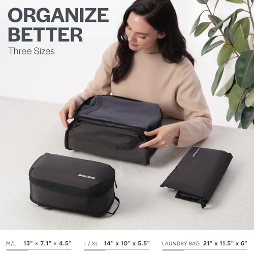 Aerotrunk Ultralight Compression Packing Cubes for Travel, 3-Pack, Black - color: Black, size: 3-Pack