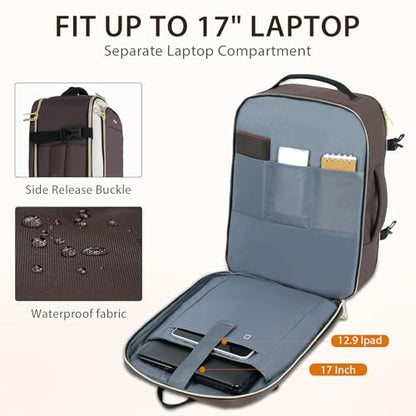 KROSER Laptop Backpack Computer Backpack 17 Inch Men-Beige/Coffee/Black - color: Beige/Coffee/Black