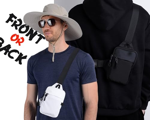 USHAKE Mini Sling Bag Crossbody, Small Chest Shoulder Bag Men Women - color: Light Pink