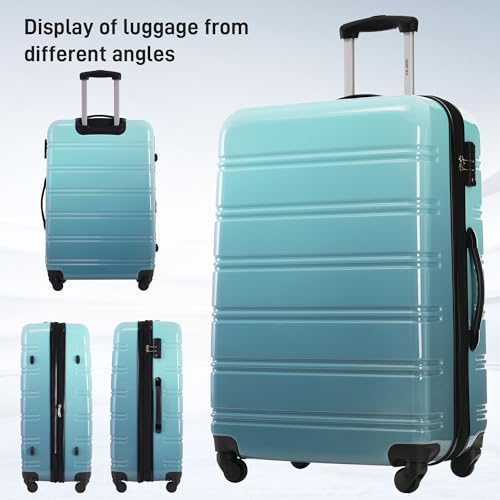 Merax Luggage Sets 3 Piece, Hardside Suitcase Set with Spinner Wheels - color: Gradient Blue, style: 3-piece Set(20/24/28)