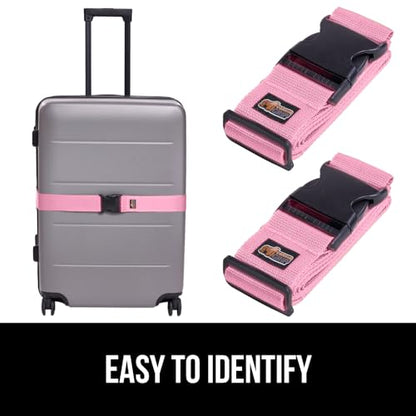 GORILLA GRIP Heavy Duty Luggage Straps for Suitcase, 2 Pack, Pink - color: Pink