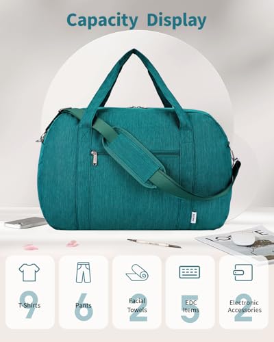 Narwey Carry on Duffle Bag Underseat for Airplane, Weekender Duffel Bag - color: Teal, size: Large without laptop compartment