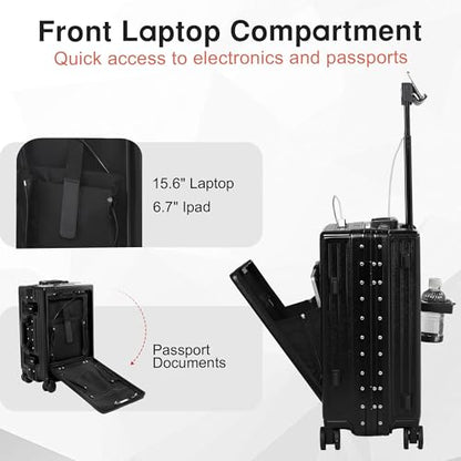 VentureVault Zipperless 24 Inch Luggage With Wheels,Aluminum Frame, Black - color: Black, size: 24 inch