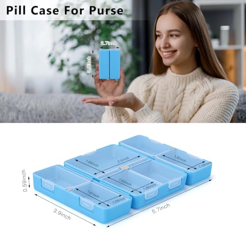 FYY Travel Pill Organizer, 7 Compartments Pill Box Medicine Case - Blue - color: Blue, size: Small (1 Piece)