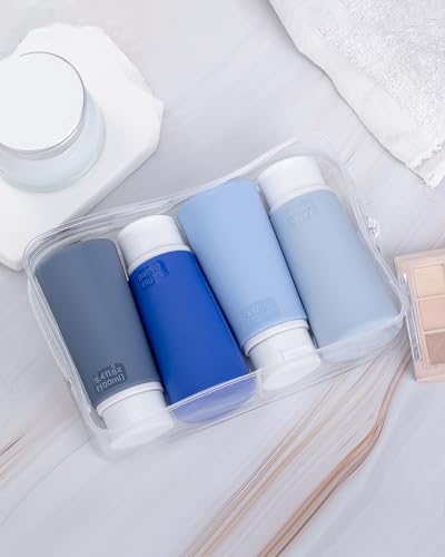 TakeToday Travel Bottles for Toiletries 3.4oz 4 Pack, TSA Leak Proof, Blue - color: Blue