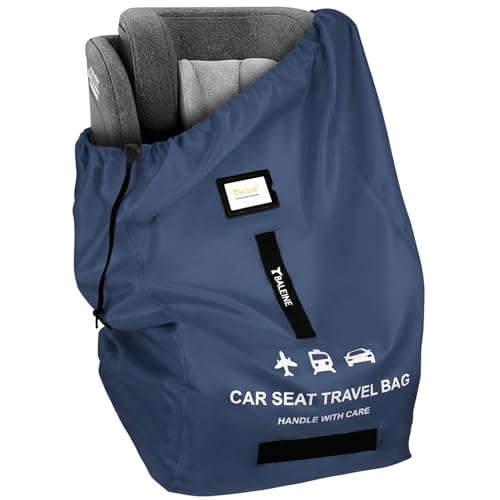 BALEINE Car Seat Travel Bag for Airplane, Water-Resistant Car Seat Bags for Air Travel, Foldable Cover with 3 Handles, Fits Toddler Carseat, Convertible and Booster Seats(Blue) - color: Blue