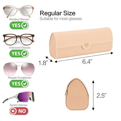 Vemiss Hard Shell Eyeglass Case, Lightweight Travel Holder - color: Beige