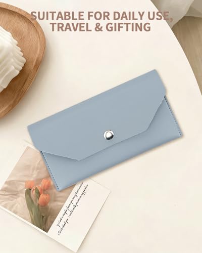 1 Pieces Money Saving Binder, Light Blue PU Leather Cash Envelopes Cash Wallet, Reusable Money Saving Binder for Wallets with Cash Envelope Tab Stickers for Bill Planner (Light Blue) - color: Light Blue