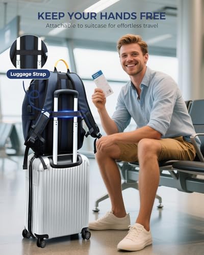 Ponhog 17 Inch Laptop Backpack for Men Dark Blue - color: B-dark Blue, size: 17 Inch