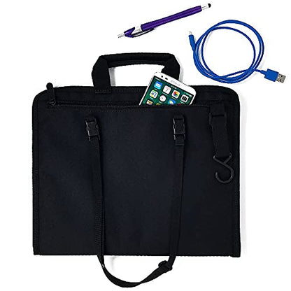 SO~MINE Touch Screen Tablet Case | With Compatible Cover | Organizer Bag | 6 Storage Pockets | Fits Over Airplane and Car Seat Backs | Adjustable Hanging Strap