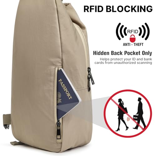 G4Free Sling Bag for Men, RFID Blocking Crossbody Bag for Daily - color: khaki
