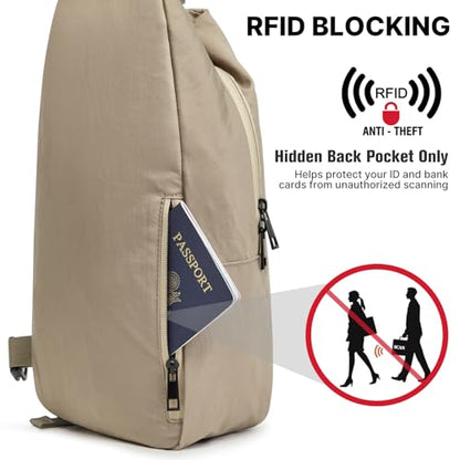 G4Free Sling Bag for Men, RFID Blocking Crossbody Bag for Daily - color: khaki