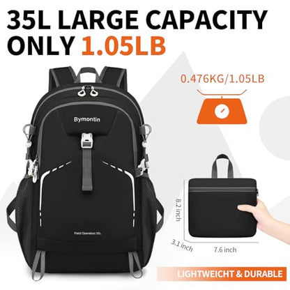 Lightweight Foldable 35L Everyday Backpack, Packable Daypack (Black) - color: 35l-black