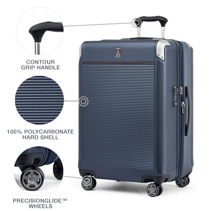 Travelpro Platinum Elite Hardside Checked Luggage, True Navy, 25-Inch - color: True Navy Blue, size: Checked- Medium 25-Inch