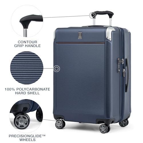 Travelpro Platinum Elite Hardside Checked Luggage, True Navy, 25-Inch - color: True Navy Blue, size: Checked- Medium 25-Inch