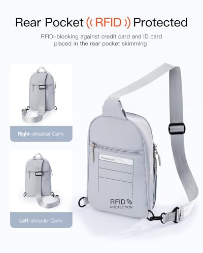 Inateck Sling Bag X-Row with RFID Blocking, Spacious Crossbody Shoulder Chest Everyday Carry Bag with Quick-adjust Strap, Water-resistant Sling Backpack for Men, Women, Travel, Cycling, Hiking, Gray - color: Gray