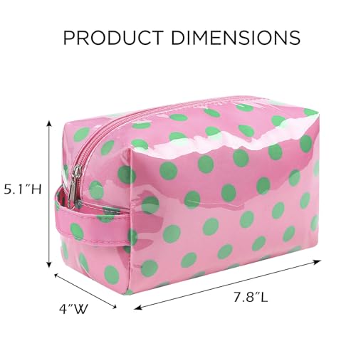 PVC Striped Clear Coated Waterproof Makeup Bag(06Pink Green) - color: 06Pink Green
