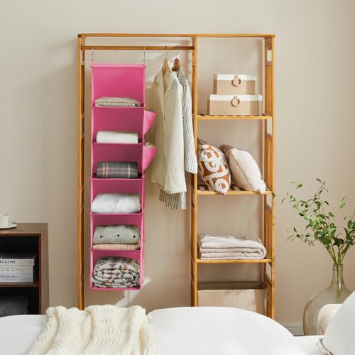 YOUDENOVA Hanging Closet Organizer and Storage, 6-Shelf, Pink - color: Pink