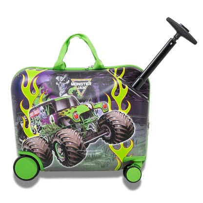 Monster Jam Suitcase Grave Digger 18" Kids Ride On Luggage with Wheels