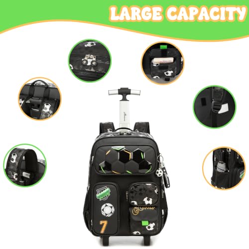 Meetbelify Kids Rolling Backpack with Wheels for Elementary Preschool Students Boys Travel Luggage Carry on Backpack for Boys Ages 6-8 - color: 02 Gray