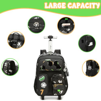 Meetbelify Kids Rolling Backpack with Wheels for Elementary Preschool Students Boys Travel Luggage Carry on Backpack for Boys Ages 6-8 - color: 02 Gray