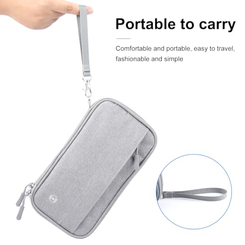 Passport Holder Family RFID Blocking Passport Wallet (Grey-Medium) - color: Grey
