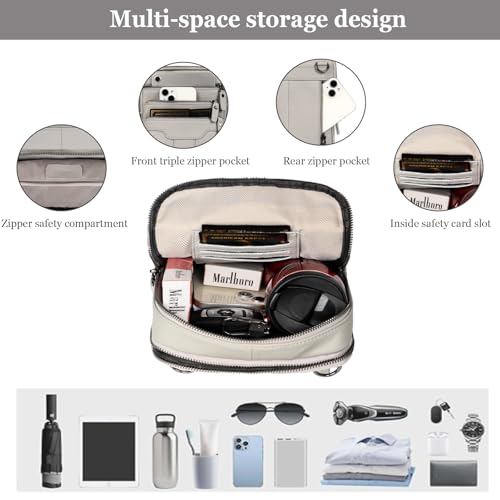 Leather Messenger Bag for Men, Small Leather Sling Shoulder Bag Messenger Pack for Men, Man Purse - color: Silver White