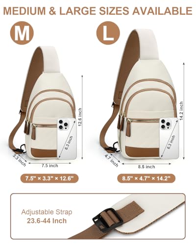 Capolo Crossbody Bags for Women Waterproof Sling Shoulder Bag Fanny Pack - color: Beige, size: Large