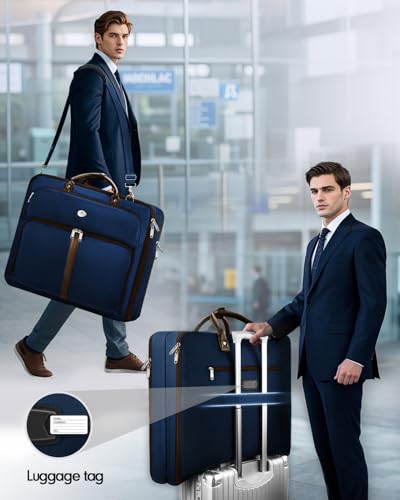 MATEIN Suit Bag Travel, Large Travel Garment Bag Up to 7 Suits with Strap - color: Dark Blue